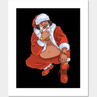 Black Santa Claus Gangster Christmas Posters and Art